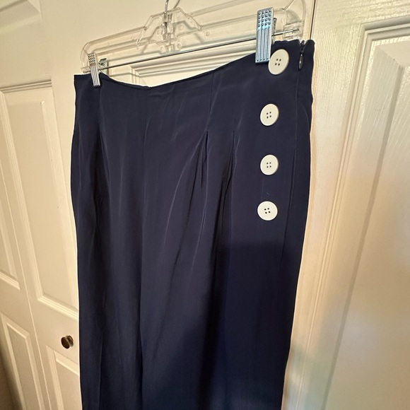 THE SEAMSTRESS OF BLOOMSBURY LONDON Navy Audrey Trouser w/ Button Detail-Size 14 - Picture 4 of 10